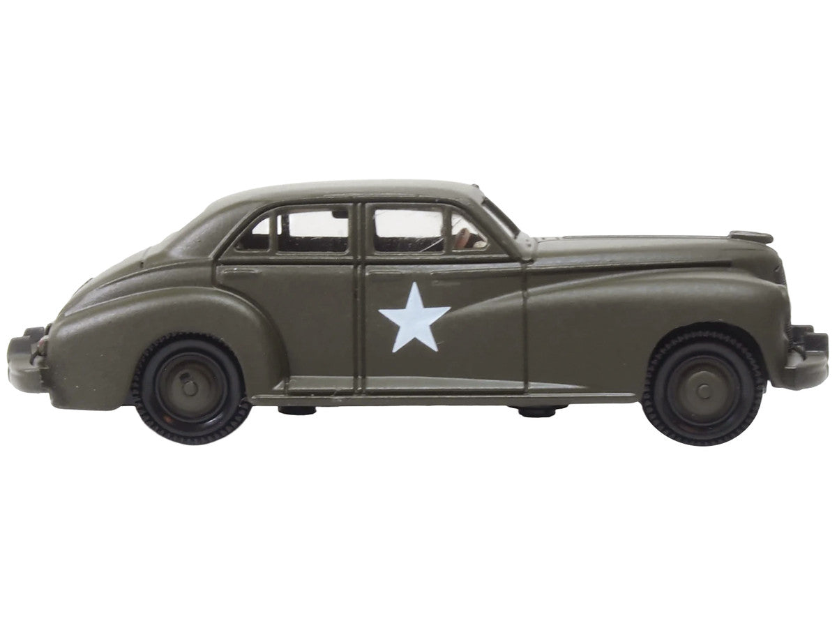 1942 Packard Clipper Touring Sedan "US Army Staff Car" Olive Drab 1/87 (HO) Scale Diecast Model Car by Oxford Diecast by Oxford Diecast