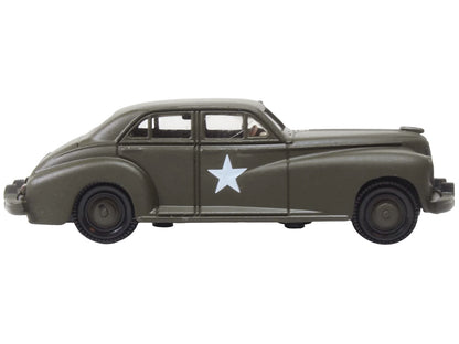 1942 Packard Clipper Touring Sedan "US Army Staff Car" Olive Drab 1/87 (HO) Scale Diecast Model Car by Oxford Diecast by Oxford Diecast