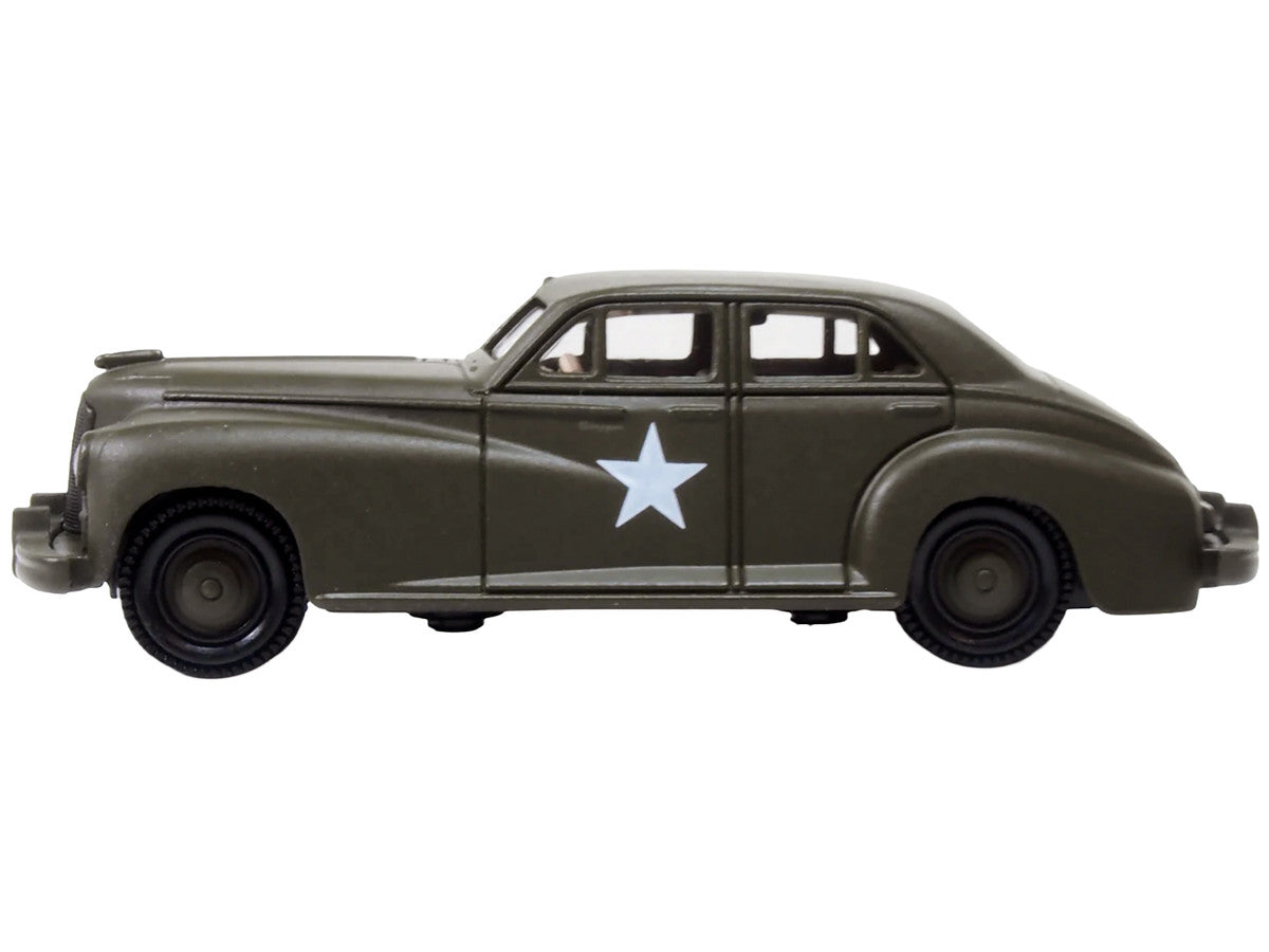 1942 Packard Clipper Touring Sedan "US Army Staff Car" Olive Drab 1/87 (HO) Scale Diecast Model Car by Oxford Diecast by Oxford Diecast