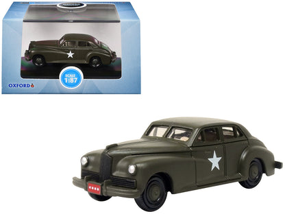 1942 Packard Clipper Touring Sedan "US Army Staff Car" Olive Drab 1/87 (HO) Scale Diecast Model Car by Oxford Diecast by Oxford Diecast