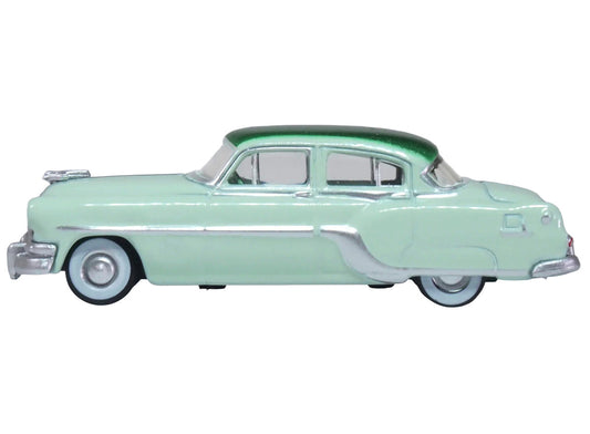 1954 Pontiac Chieftain 4 Door Shannon Green with Brookmere Green Top 1/87 (HO) Scale Diecast Model Car by Oxford Diecast by Oxford Diecast