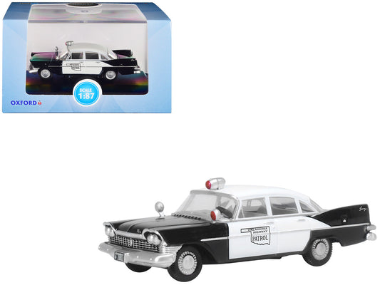 1959 Plymouth Savoy Black and White "Oklahoma Highway Patrol" 1/87 (HO) Scale Diecast Model Car by Oxford Diecast by Oxford Diecast