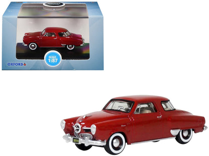 1950 Studebaker Champion Starlight Coupe Commanche Red 1/87 (HO) Scale Diecast Model Car by Oxford Diecast by Oxford Diecast