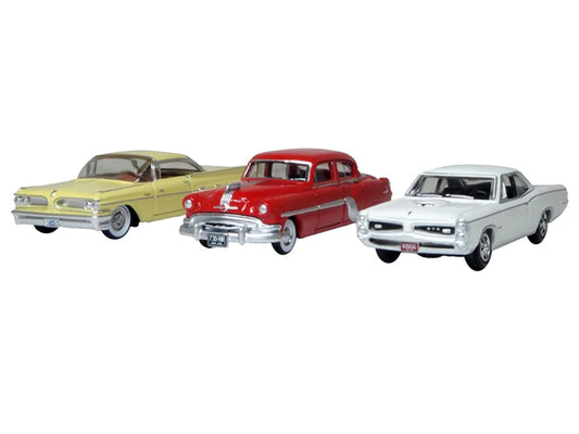 Pontiac Set of 3 Cars "100th Anniversary 2026" 1/87 (HO) Scale Diecast Model Cars by Oxford Diecast by Oxford Diecast