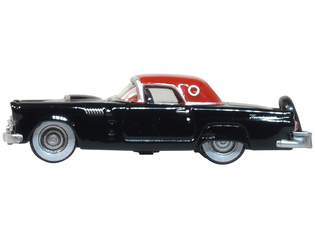 1956 Ford Thunderbird Raven Black with Fiesta Red Top 1/87 (HO) Scale Diecast Model Car by Oxford Diecast by Oxford Diecast
