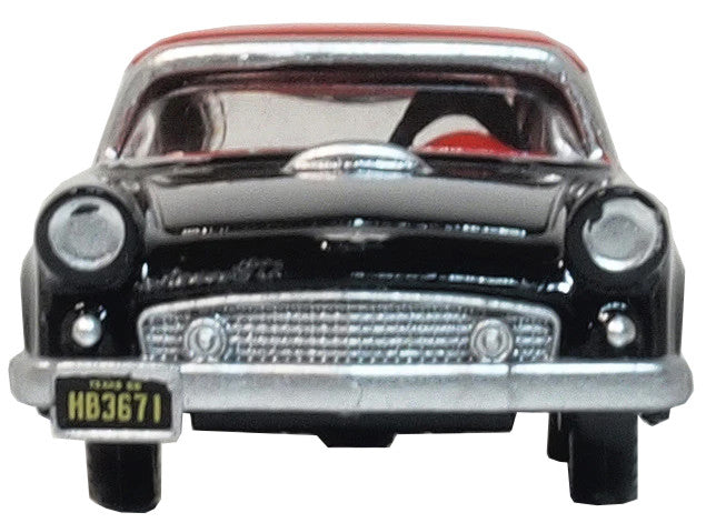 1956 Ford Thunderbird Raven Black with Fiesta Red Top 1/87 (HO) Scale Diecast Model Car by Oxford Diecast by Oxford Diecast