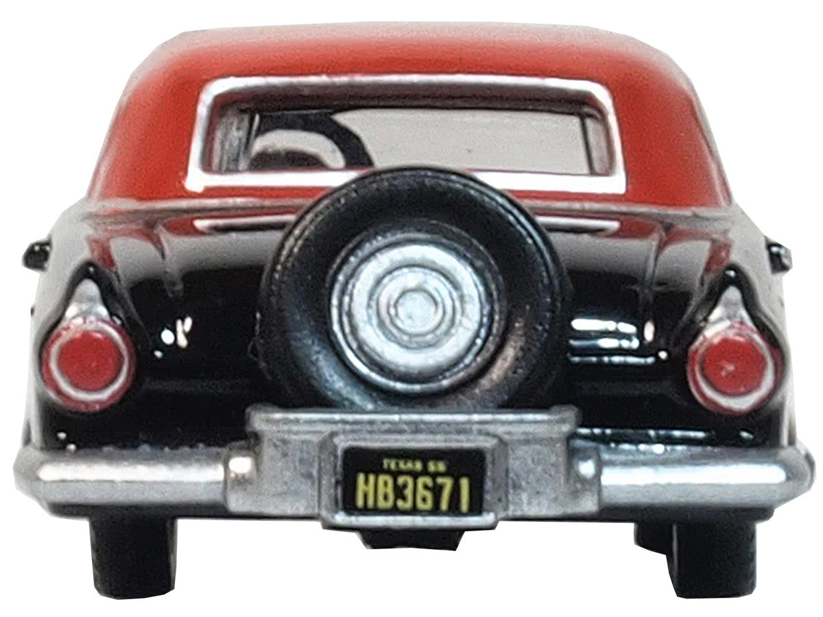 1956 Ford Thunderbird Raven Black with Fiesta Red Top 1/87 (HO) Scale Diecast Model Car by Oxford Diecast by Oxford Diecast
