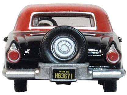 1956 Ford Thunderbird Raven Black with Fiesta Red Top 1/87 (HO) Scale Diecast Model Car by Oxford Diecast by Oxford Diecast