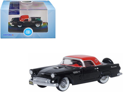 1956 Ford Thunderbird Raven Black with Fiesta Red Top 1/87 (HO) Scale Diecast Model Car by Oxford Diecast by Oxford Diecast
