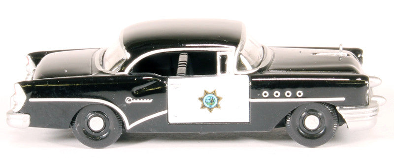 1955 Buick Century "California Highway Patrol" (CHP) Black 1/87 (HO) Scale Diecast Model Car by Oxford Diecast by Oxford Diecast