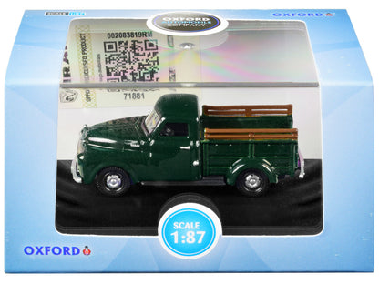1948 Dodge B-1B Pickup Truck Dark Green 1/87 (HO) Scale Diecast Model Car by Oxford Diecast by Oxford Diecast