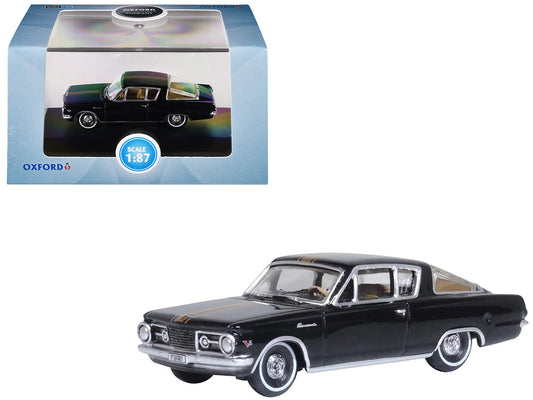 1965 Plymouth Barracuda Black with Gold Stripes 1/87 (HO) Scale Diecast Model Car by Oxford Diecast by Oxford Diecast