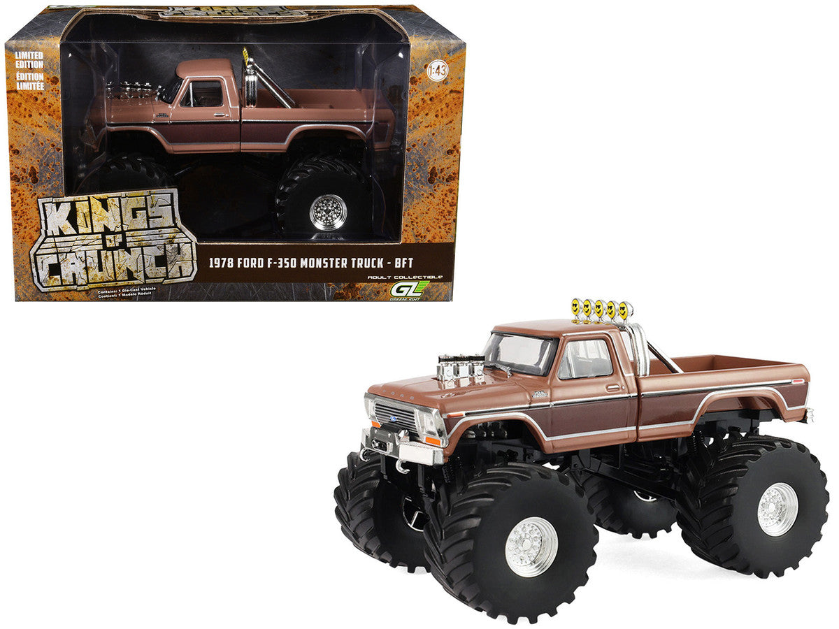 1978 Ford F-350 Monster Truck with 66-Inch Tires "BFT" Brown Two-Tone "Kings of Crunch" Series 1/43 Diecast Model Car by Greenlight by Greenlight