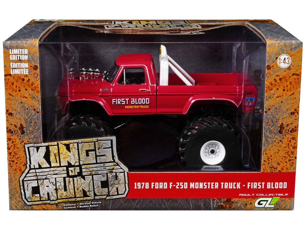 1978 Ford F-250 Monster Truck with 66-Inch Tires "First Blood" Red "Kings of Crunch" Series 1/43 Diecast Model Car by Greenlight by Greenlight