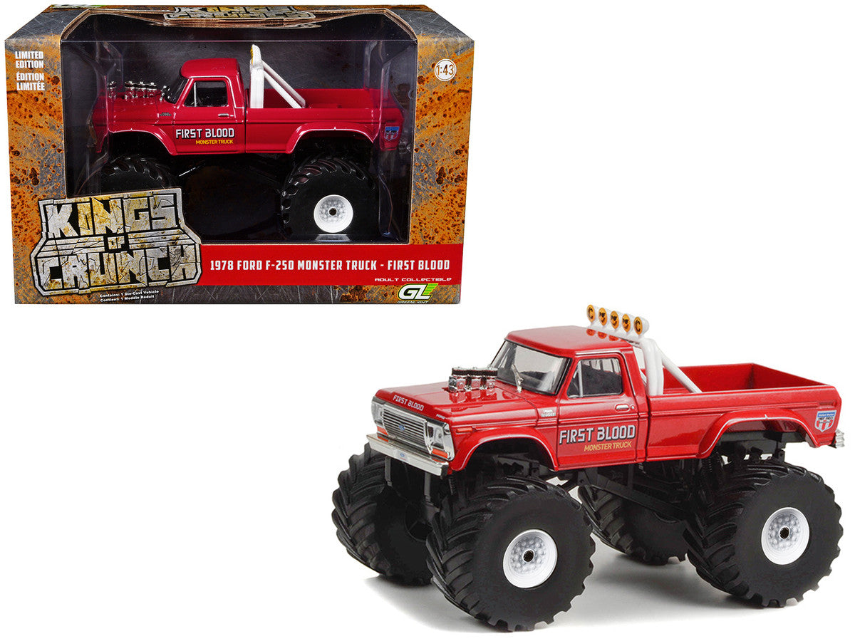 1978 Ford F-250 Monster Truck with 66-Inch Tires "First Blood" Red "Kings of Crunch" Series 1/43 Diecast Model Car by Greenlight by Greenlight