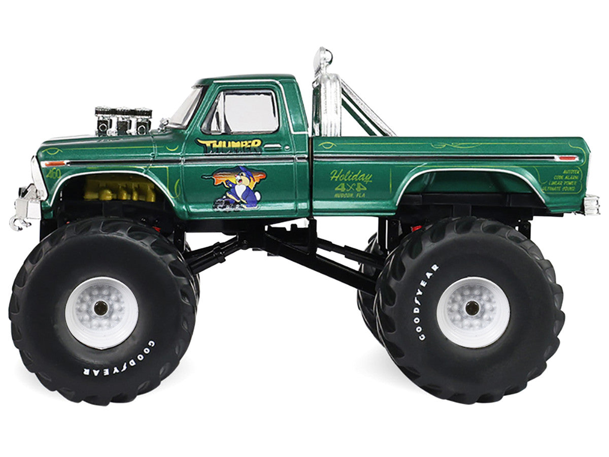 1975 Ford F-250 Monster Truck with 66-Inch Tires "Thumper" Green Metallic "Kings of Crunch" Series 1/43 Diecast Model Car by Greenlight by Greenlight