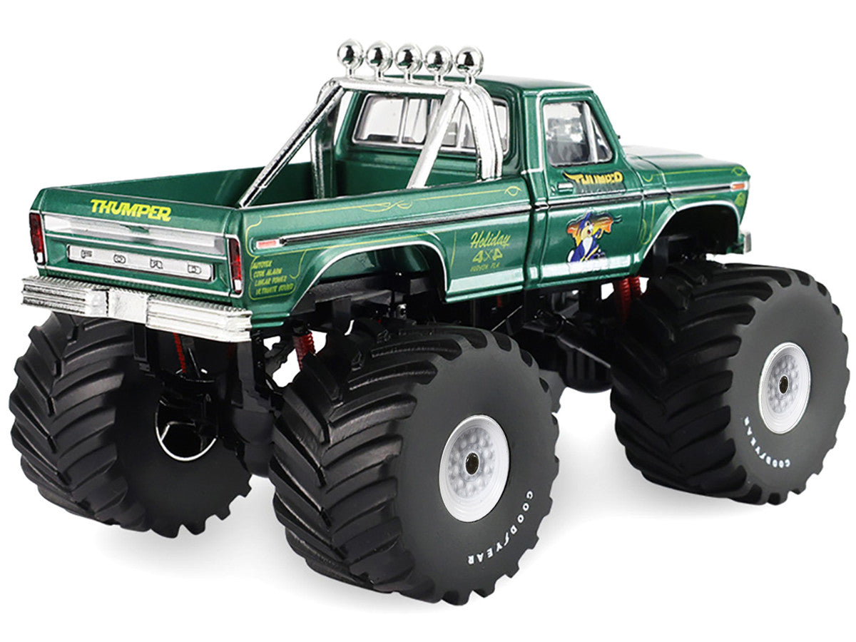 1975 Ford F-250 Monster Truck with 66-Inch Tires "Thumper" Green Metallic "Kings of Crunch" Series 1/43 Diecast Model Car by Greenlight by Greenlight