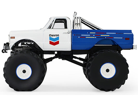 1972 Chevrolet K-10 Monster Truck "Chevron 150th Anniversary" White and Blue Metallic "Kings of Crunch" Series 1/43 Diecast Model Car by Greenlight by Greenlight