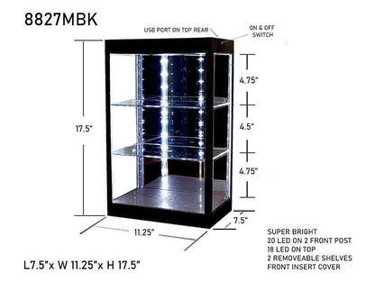 Showcase 3 Tier Display Case with Mirror Back Panel and LED Lights for 1/64-1/18 Scale Models by Other