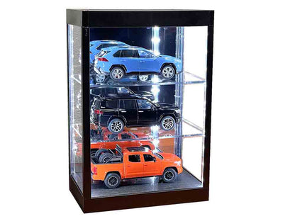 Showcase 3 Tier Display Case with Mirror Back Panel and LED Lights for 1/64-1/18 Scale Models by Other
