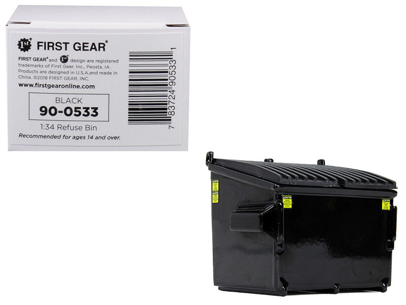 Refuse Trash Bin Black 1/34 Diecast Model by First Gear by First Gear