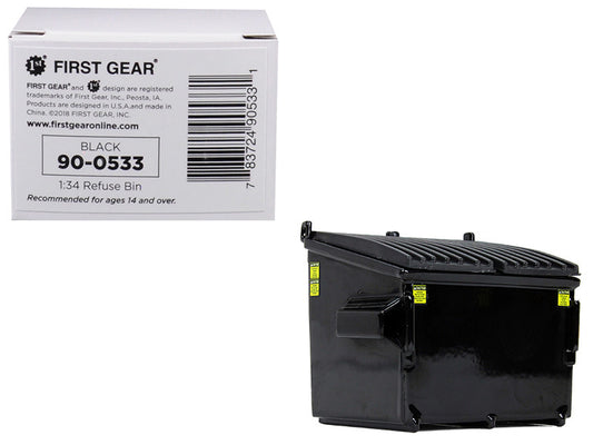 Refuse Trash Bin Black 1/34 Diecast Model by First Gear by First Gear