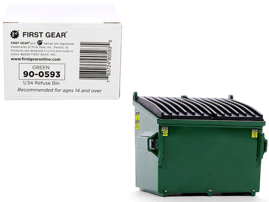 Refuse Trash Bin Green 1/34 Diecast Model by First Gear by First Gear