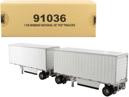 Wabash National 28' Double Pup Trailers White "Transport Series" 1/50 Diecast Model by Diecast Masters by Diecast Masters