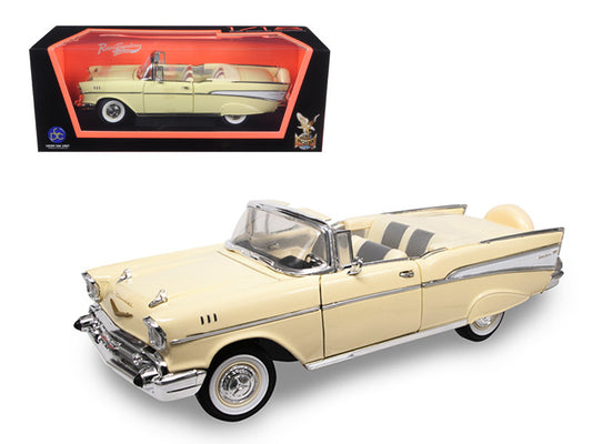 1957 Chevrolet Bel Air Convertible Cream 1/18 Diecast Model Car by Road Signature by Road Signature