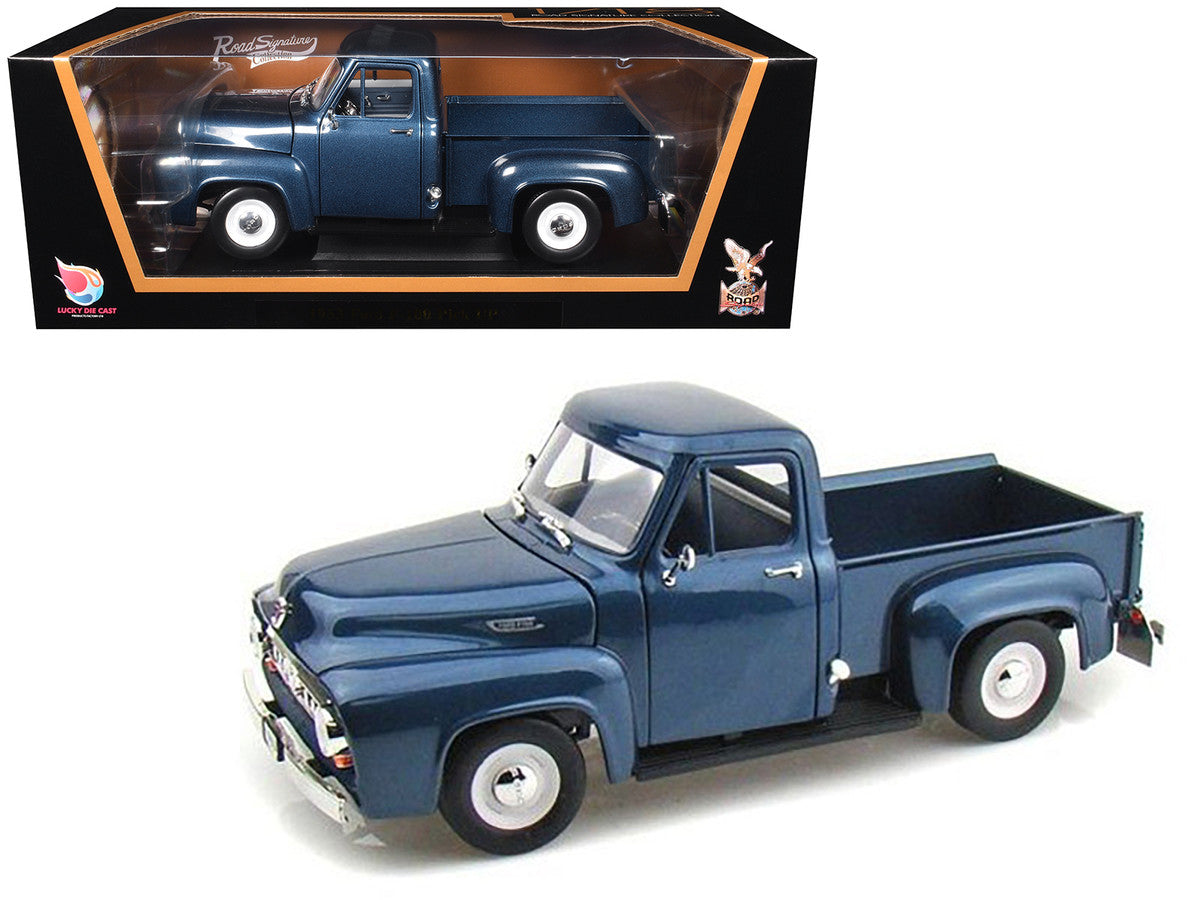 1953 Ford F-100 Pickup Dark Blue 1/18 Diecast Model Car by Road Signature by Road Signature
