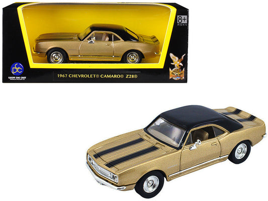 1967 Chevrolet Camaro Z-28 Gold with Black Stripes and Black Top 1/43 Diecast Model Car by Road Signature by Road Signature
