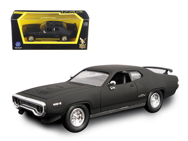 1971 Plymouth GTX Matt Black 1/43 Diecast Model Car by Road Signature by Road Signature