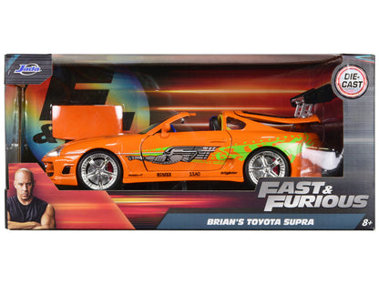 Brian's Toyota Supra Orange with Graphics "Fast & Furious" Movie 1/24 Diecast Model Car by Jada by Jada