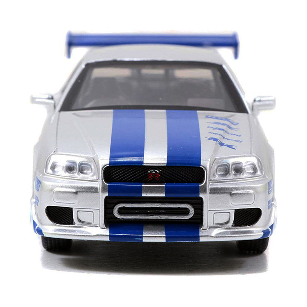 Brian's Nissan Skyline GT-R (R34) RHD (Right Hand Drive) Silver Metallic with Blue Stripes "2 Fast 2 Furious" (2003) Movie "Fast & Furious 25th Anniversary" Series 1/32 Diecast Car Model by Jada by Jada