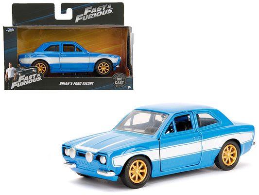 Brian's Ford Escort Light Blue with White Stripes "Fast & Furious" Movie 1/32 Diecast Model Car by Jada by Jada