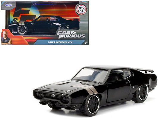 Dom's Plymouth GTX Black with Silver Stripes Fast & Furious F8 "The Fate of the Furious" Movie 1/32 Diecast Model Car by Jada by Jada