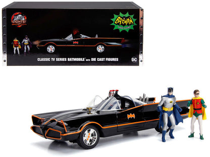 Classic TV Series Batmobile with Working Lights, and Diecast Batman and Robin Figures "80 Years of Batman" 1/18 Diecast Model Car by Jada by Jada