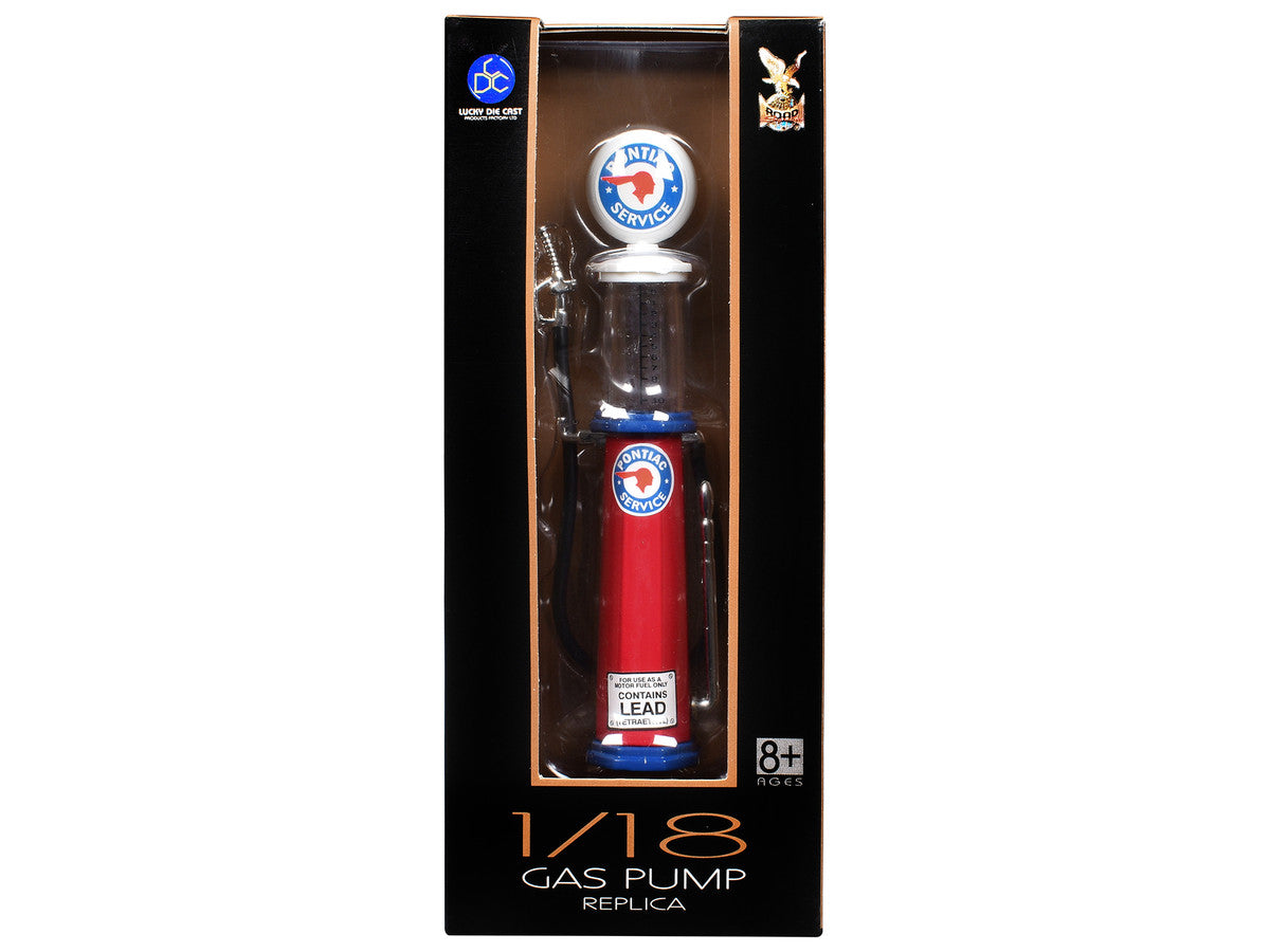Pontiac Gasoline Vintage Gas Pump Cylinder 1/18 Diecast Replica by Road Signature-1