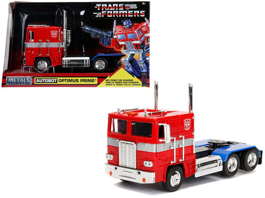 G1 Autobot Optimus Prime Truck Red with Robot on Chassis from "Transformers" TV Series "Hollywood Rides" Series 1/24 Diecast Model by Jada by Jada