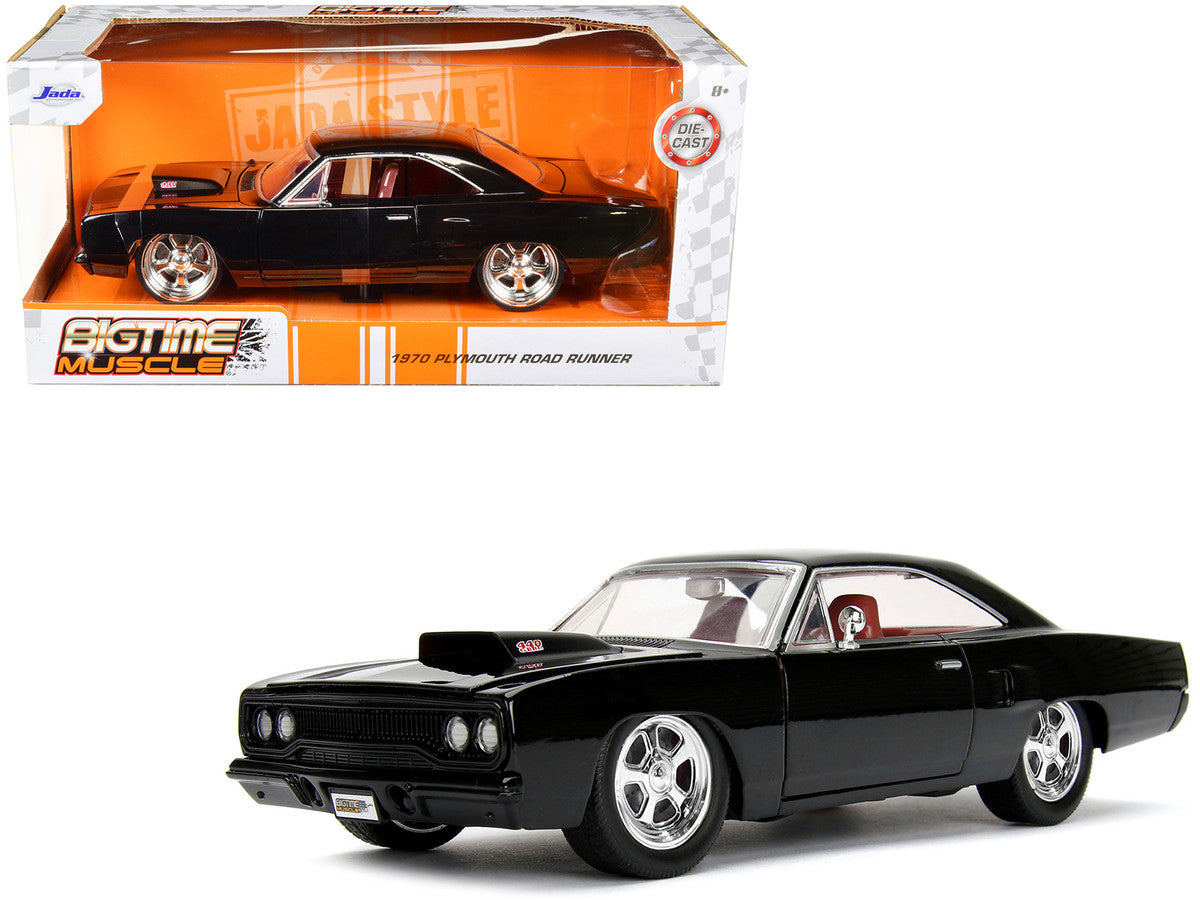 1970 Plymouth Road Runner 440 Black with Red Interior "Bigtime Muscle" Series 1/24 Diecast Model Car by Jada by Jada