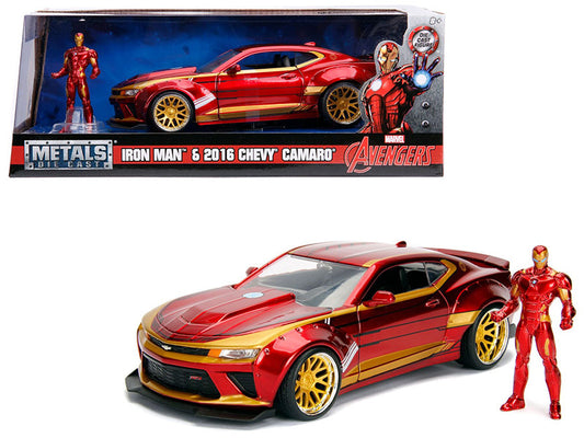 2016 Chevrolet Camaro with Iron Man Diecast Figure "Marvel" Series 1/24 Diecast Model Car by Jada by Jada