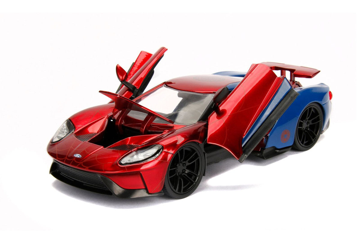 2017 Ford GT with Spider Man Diecast Figurine "Marvel" Series 1/24 Diecast Model Car by Jada by Jada