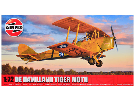 Level 2 Model Kit De Havilland Tiger Moth Aircraft with 2 Scheme Options 1/72 Plastic Model Kit by Airfix by Airfix