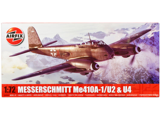 Level 2 Model Kit Messerschmitt Me410A-1/U2 & U4 Fighter-Bomber Aircraft with 2 Scheme Options 1/72 Plastic Model Kit by Airfix by Airfix