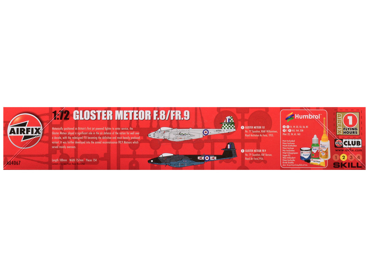 Level 2 Model Kit Gloster Meteor F.8/FR.9 Fighter Aircraft with 2 Scheme Options 1/72 Plastic Model Kit by Airfix by Airfix