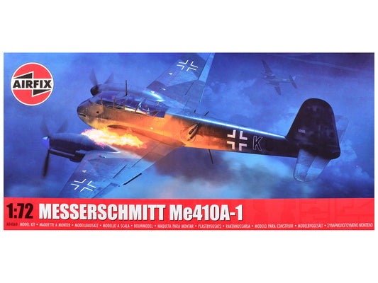 Level 2 Model Kit Messerschmitt Me410A-1 Fighter Aircraft with 2 Scheme Options 1/72 Plastic Model Kit by Airfix by Airfix