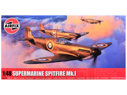 Level 2 Model Kit Supermarine Spitfire Mk.I Fighter Aircraft with 3 Scheme Options 1/48 Plastic Model Kit by Airfix by Airfix