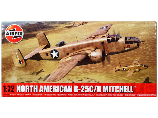 Level 3 Model Kit North American B-25C/D Mitchell Bomber Aircraft with 2 Scheme Options 1/72 Plastic Model Kit by Airfix by Airfix