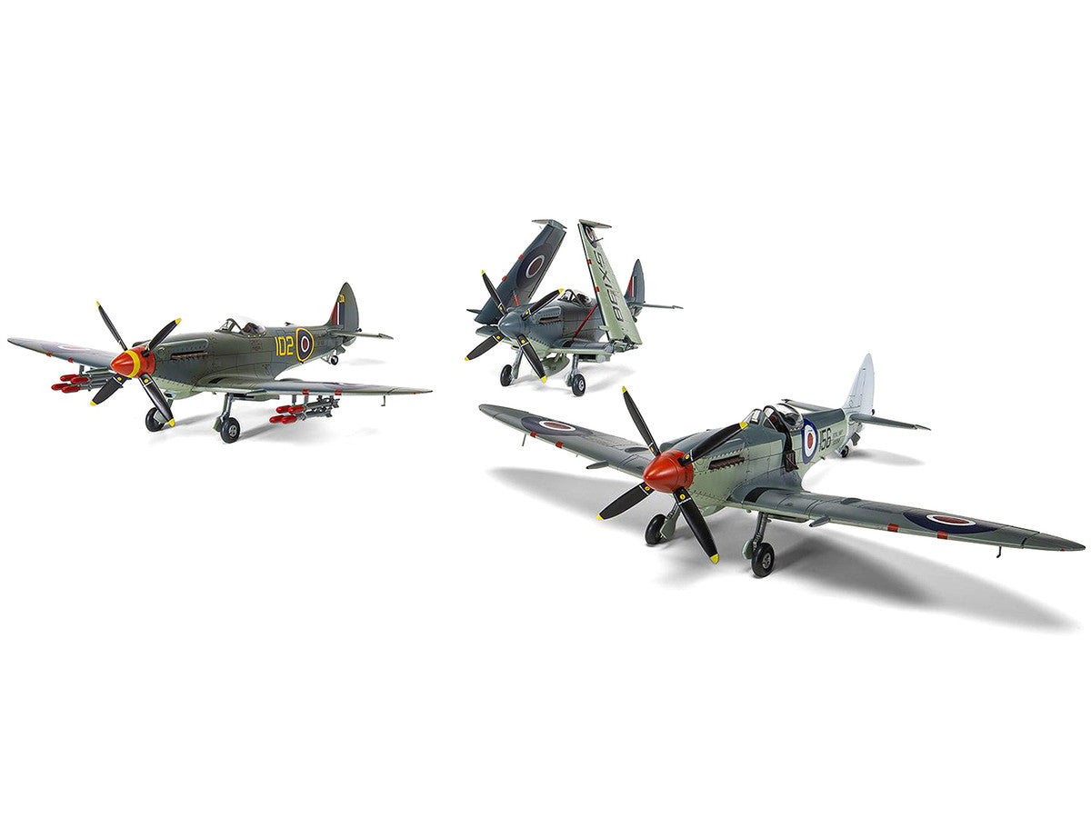 Level 3 Model Kit Supermarine Seafire F.XVII Fighter Aircraft with 3 Scheme Options 1/48 Plastic Model Kit by Airfix by Airfix