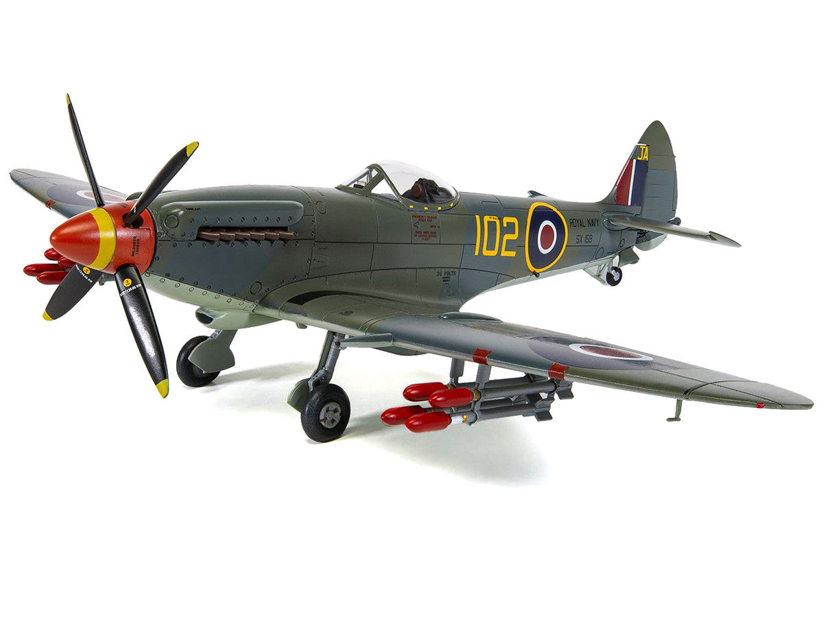 Level 3 Model Kit Supermarine Seafire F.XVII Fighter Aircraft with 3 Scheme Options 1/48 Plastic Model Kit by Airfix by Airfix